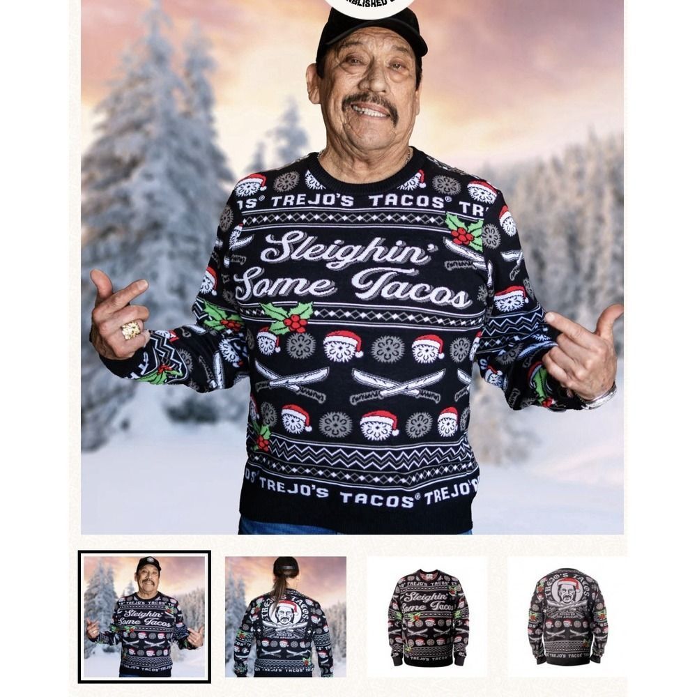 Trejos Tacos Ugly Holiday Sweater Mens XS Black /Womens Small-Med NWOT